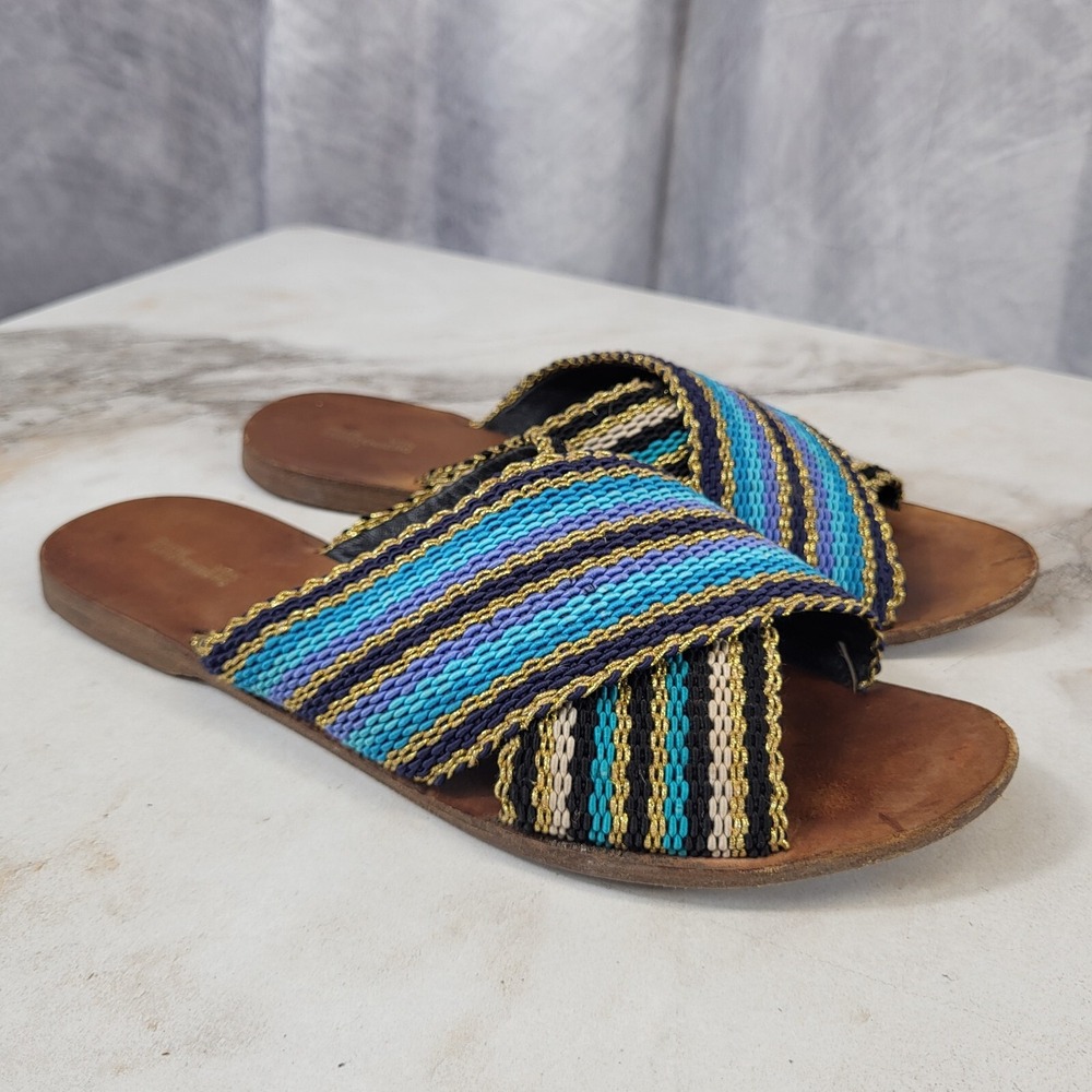 Diane Von Furstenberg Cindi Slides Women's Size 7.5 M Blue